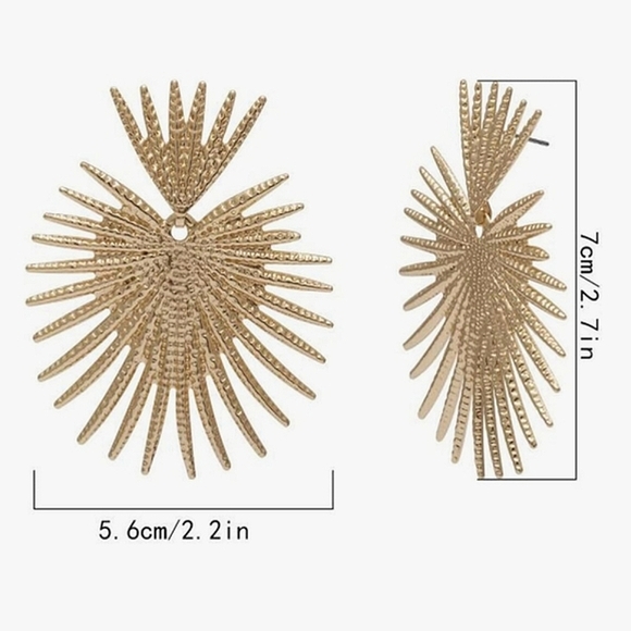 Throne gold starburst heart shaped fan earrings; nwot - Picture 8 of 8